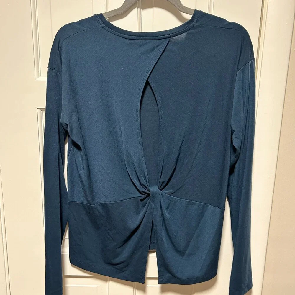 Athleta Womens Twist Back Keyhole Open Long Sleeve Navy Blue -Small - Picture 2 of 4